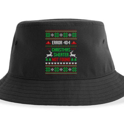 Funny Error 404 Ugly Christmas Sweater Not Found Funny Xmas Sustainable Bucket Hat