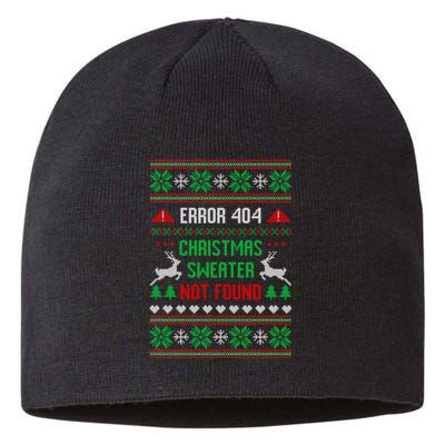 Funny Error 404 Ugly Christmas Sweater Not Found Funny Xmas Sustainable Beanie