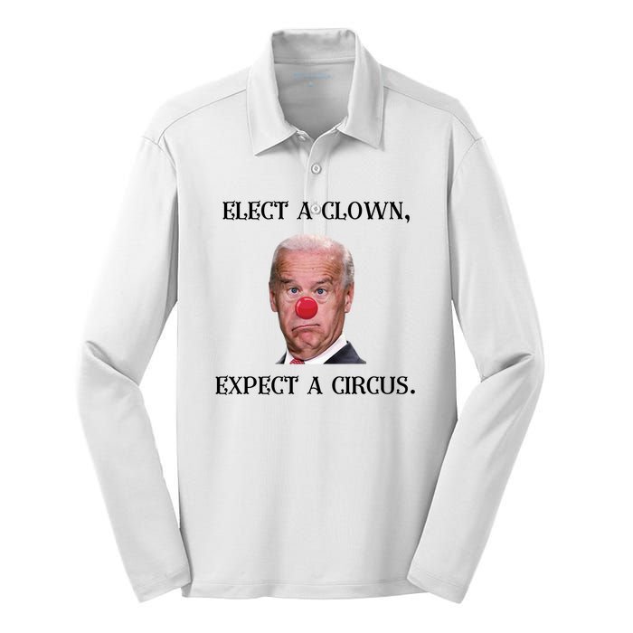 Funny Elect A Clown, Expect A Circus Biden Design #FJB 2021 Silk Touch Performance Long Sleeve Polo