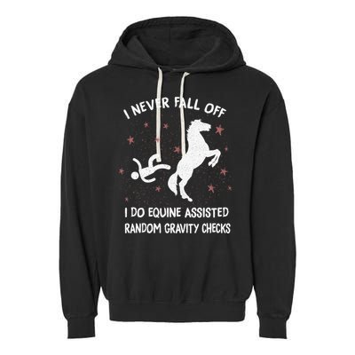 Funny Equine Assisted Gravity Checks Horse Garment-Dyed Fleece Hoodie