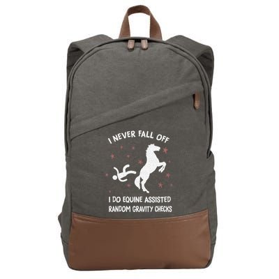 Funny Equine Assisted Gravity Checks Horse Cotton Canvas Backpack