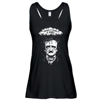Funny Edgar Allan Poe Literary Goth When It Rains It Poes Ladies Essential Flowy Tank
