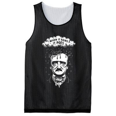 Funny Edgar Allan Poe Literary Goth When It Rains It Poes Mesh Reversible Basketball Jersey Tank