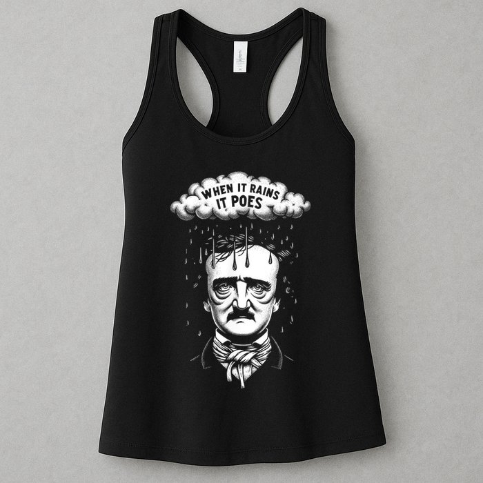 Funny Edgar Allan Poe Literary Goth When It Rains It Poes Womens Tank Top