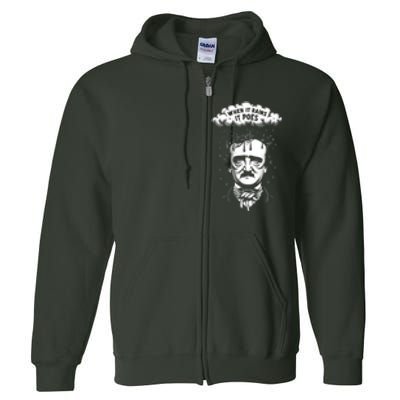 Funny Edgar Allan Poe Literary Goth When It Rains It Poes Full Zip Hoodie