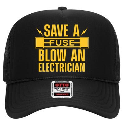 Funny Electrician Art Women Electrical Fuse Electrician High Crown Mesh Back Trucker Hat