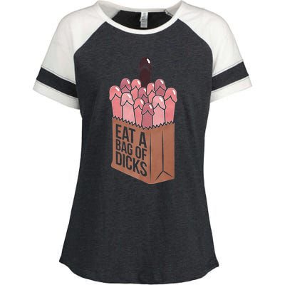 Funny Eat A Bag Of Dicks Funny Dicks Bag Gift Enza Ladies Jersey Colorblock Tee