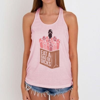 Funny Eat A Bag Of Dicks Funny Dicks Bag Gift Women's Knotted Racerback Tank