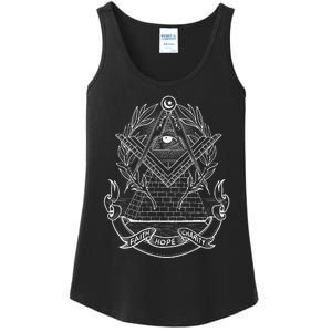 Freemason Emblem All Seeing Eye Faith Hope Charity Ladies Essential Tank