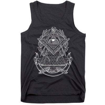 Freemason Emblem All Seeing Eye Faith Hope Charity Tank Top