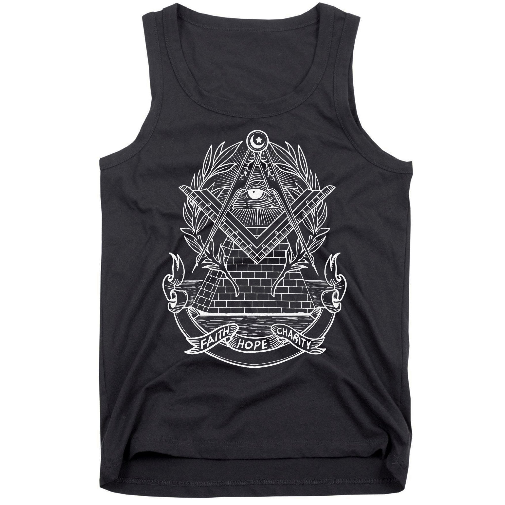 Freemason Emblem All Seeing Eye Faith Hope Charity Tank Top