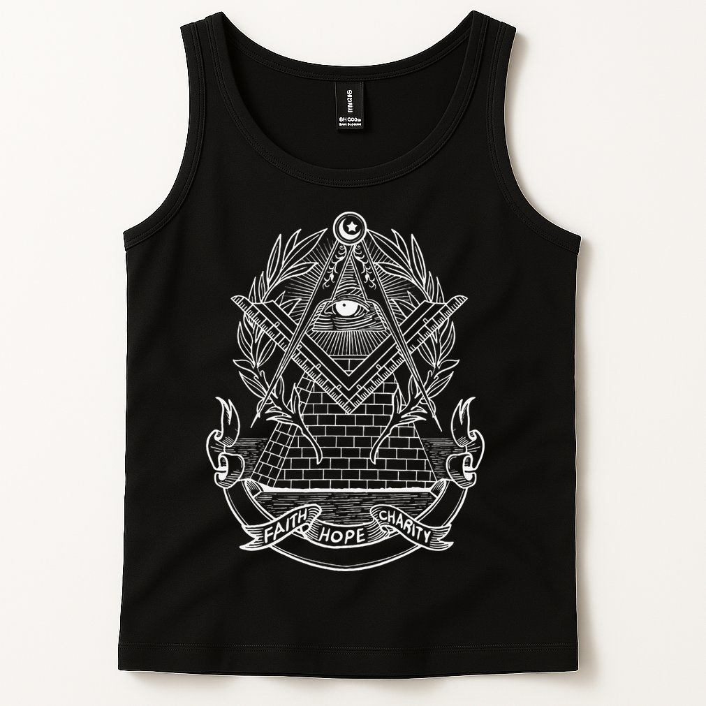 Freemason Emblem All Seeing Eye Faith Hope Charity Tank Top