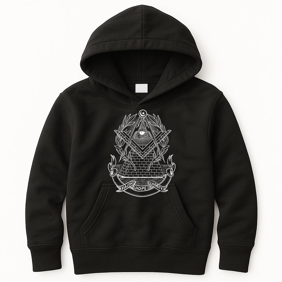 Freemason Emblem All Seeing Eye Faith Hope Charity Kids Hoodie