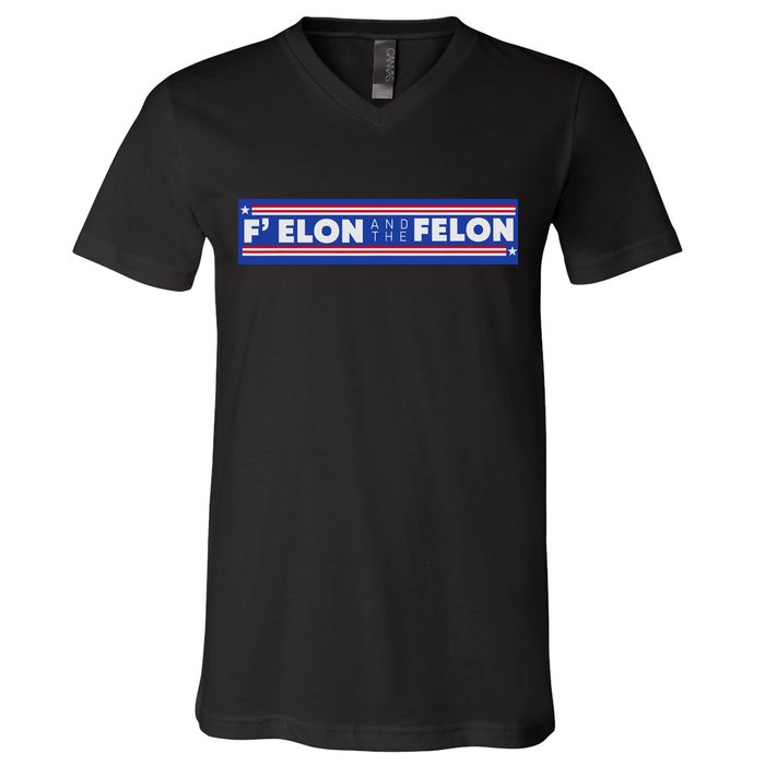 F Elon And The Felon V-Neck T-Shirt