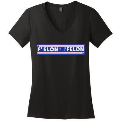 F Elon And The Felon Women's V-Neck T-Shirt