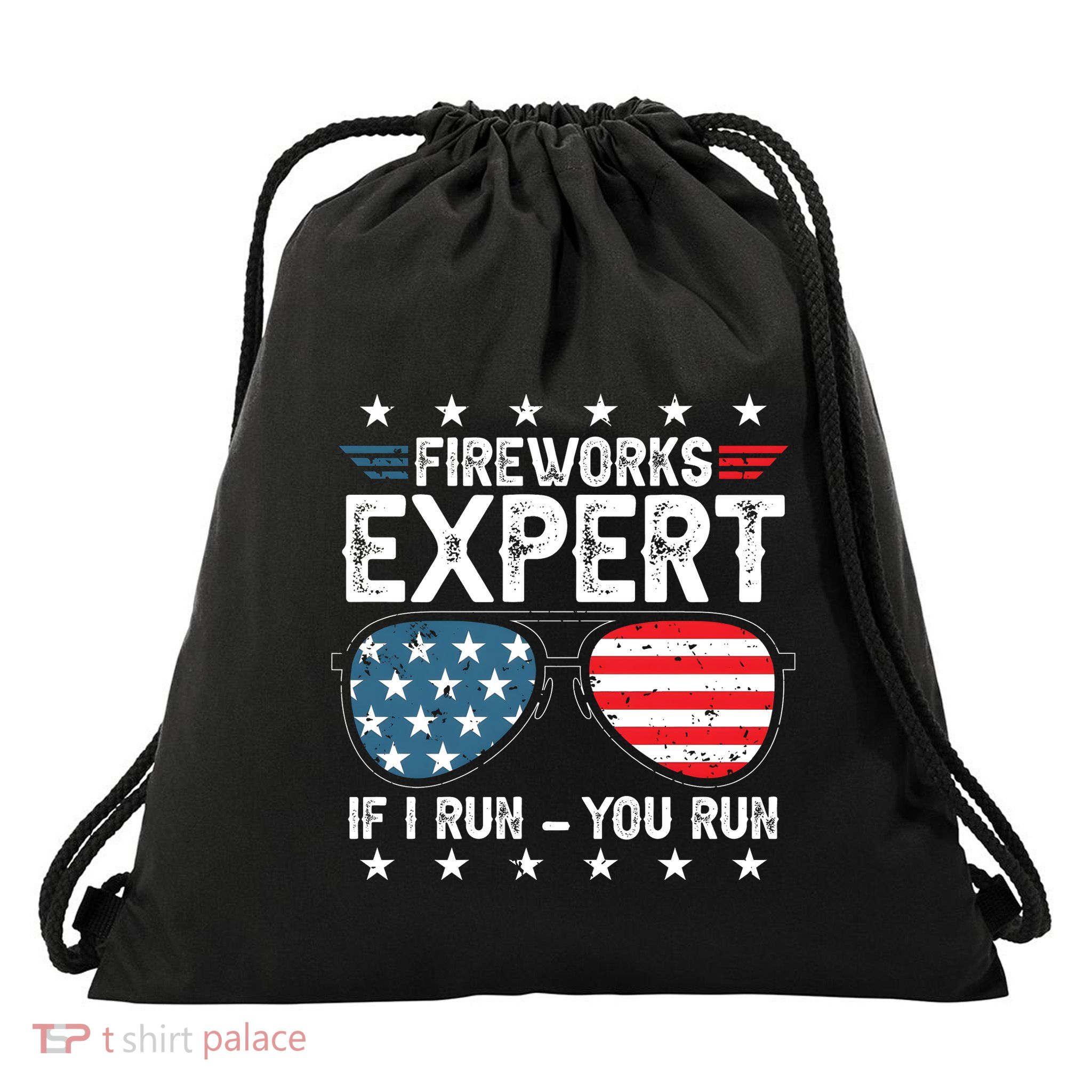 Fireworks Expert American Flag Sunglasses Drawstring Bag