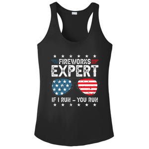 Fireworks Expert American Flag Sunglasses Ladies PosiCharge Competitor Racerback Tank