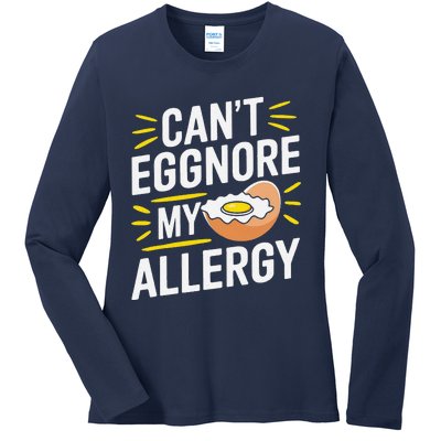 Funny Egg Allergy Pun Egg Tolerance Egg Intolerance Ladies Long Sleeve Shirt