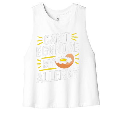 Funny Egg Allergy Pun Egg Tolerance Egg Intolerance Women's Racerback Cropped Tank