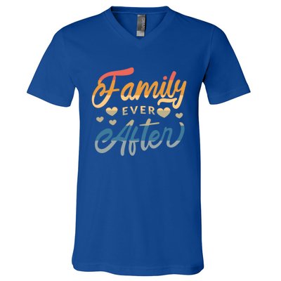 Family Ever After Gift Proud Adoption Quote Adopted Saying Gift V-Neck T-Shirt