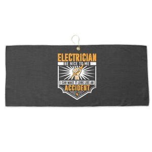 Funny Electrician Art Work Electrical Engineer Large Microfiber Waffle Golf Towel