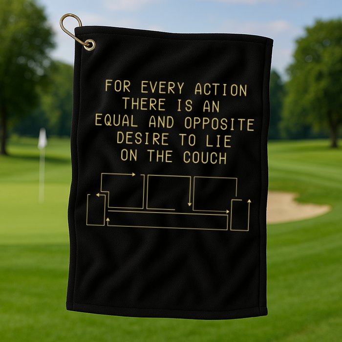 For Every Action There Is An Equal And Opposite Desire To Life On The Couch Golf Towel