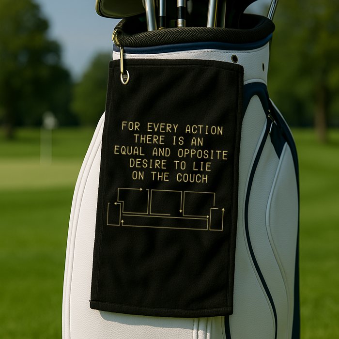 For Every Action There Is An Equal And Opposite Desire To Life On The Couch Golf Towel