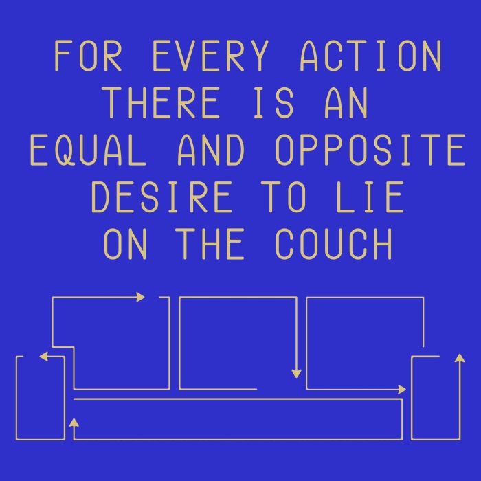 For Every Action There Is An Equal And Opposite Desire To Life On The Couch Poster