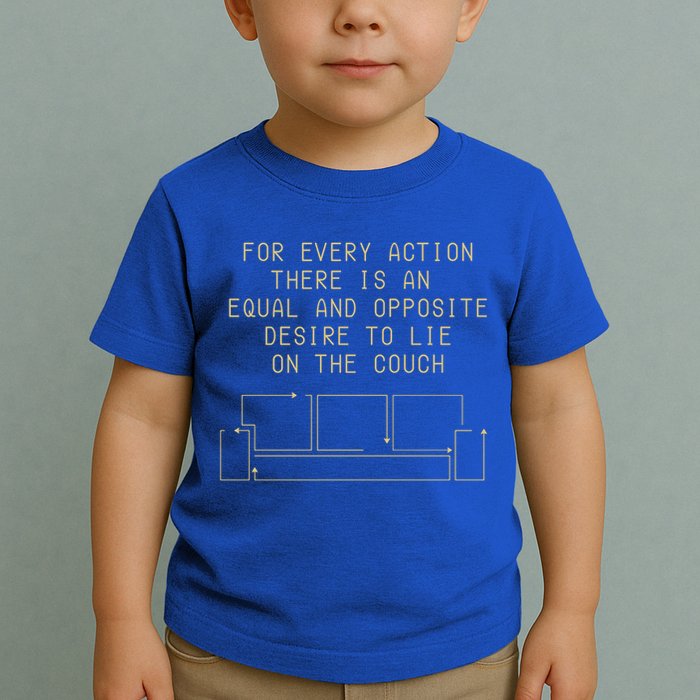 For Every Action There Is An Equal And Opposite Desire To Life On The Couch Toddler T-Shirt