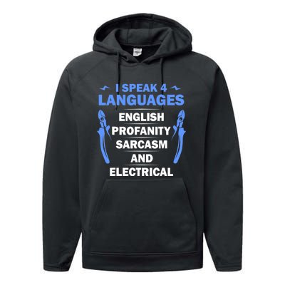 Funny Electrician Art Electrical Engineer Humor Performance Fleece Hoodie