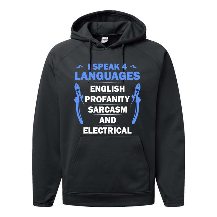 Funny Electrician Art Electrical Engineer Humor Performance Fleece Hoodie