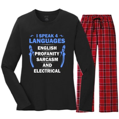 Funny Electrician Art Electrical Engineer Humor Women's Long Sleeve Flannel Pajama Set 