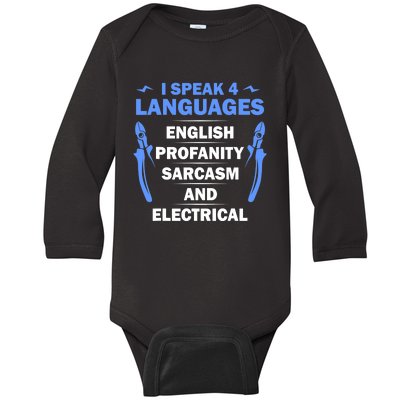 Funny Electrician Art Electrical Engineer Humor Baby Long Sleeve Bodysuit