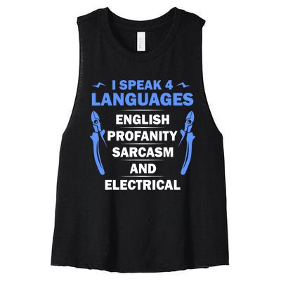 Funny Electrician Art Electrical Engineer Humor Women's Racerback Cropped Tank