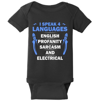 Funny Electrician Art Electrical Engineer Humor Baby Bodysuit