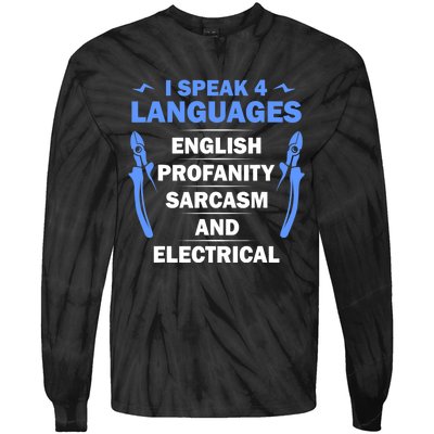 Funny Electrician Art Electrical Engineer Humor Tie-Dye Long Sleeve Shirt