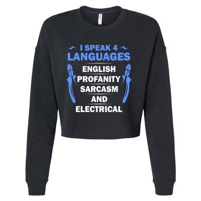 Funny Electrician Art Electrical Engineer Humor Cropped Pullover Crew