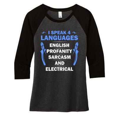 Funny Electrician Art Electrical Engineer Humor Women's Tri-Blend 3/4-Sleeve Raglan Shirt