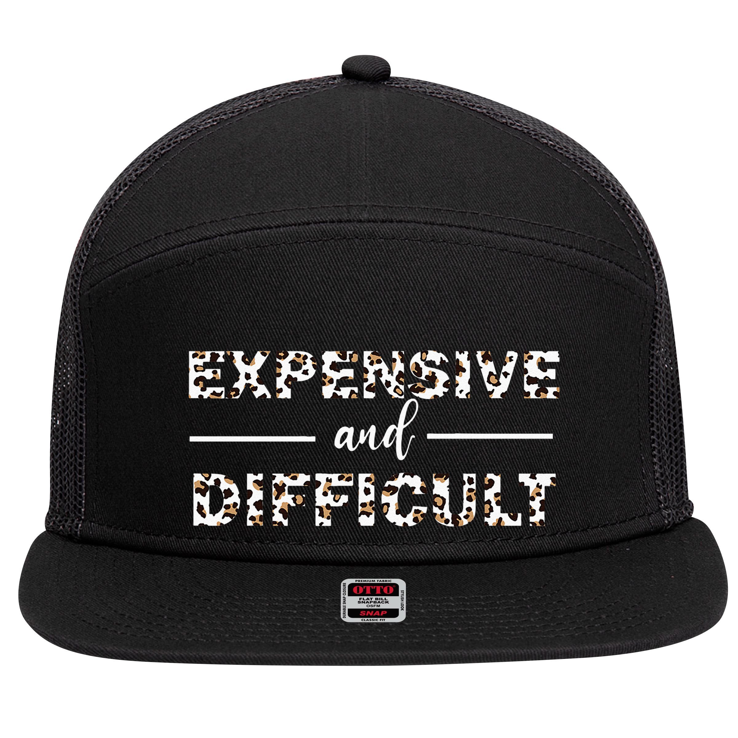 Funny Expensive And Difficult Leopard Sassy Mom Sarcastic 7 Panel Mesh Trucker Snapback Hat