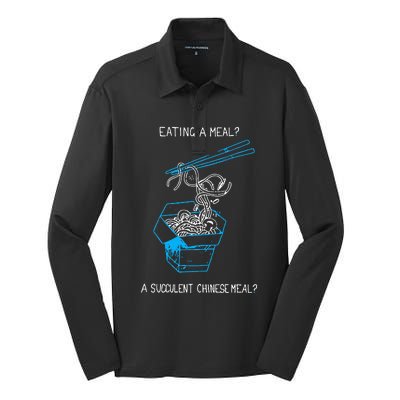 Funny Eating A Meal A Succulent Chinese Meal Silk Touch Performance Long Sleeve Polo