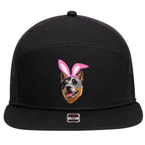 Funny Easter Australian Cattle Dog 7 Panel Mesh Trucker Snapback Hat