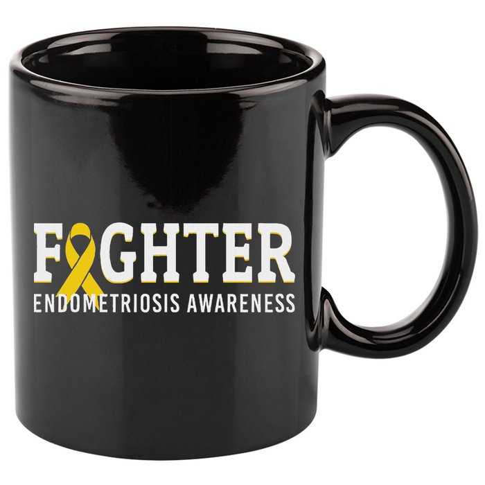 Fighter Endometriosis Awareness Month Ribbon Endo Warrior 11oz C Handle Ceramic Mug