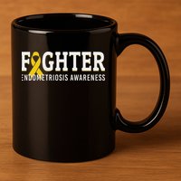 Fighter Endometriosis Awareness Month Ribbon Endo Warrior 11oz C Handle Ceramic Mug