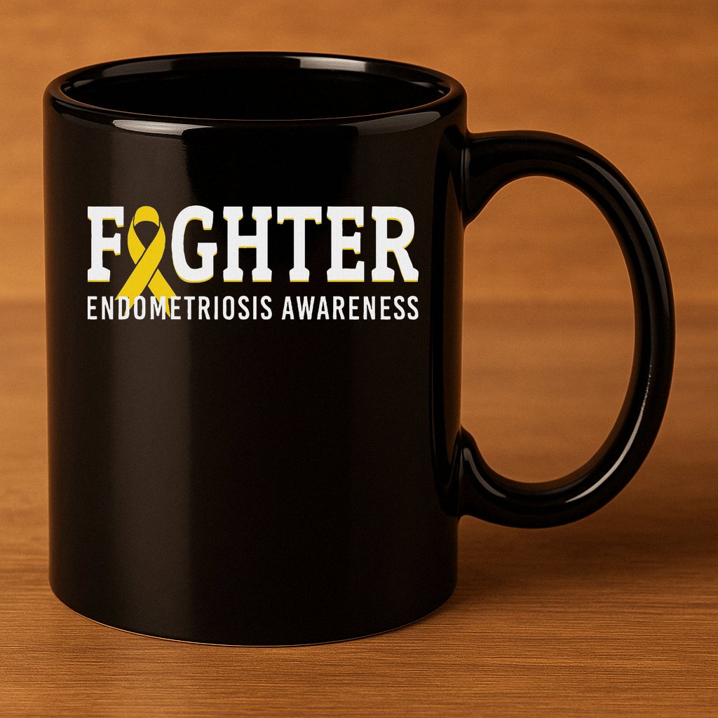 Fighter Endometriosis Awareness Month Ribbon Endo Warrior 11oz C Handle Ceramic Mug