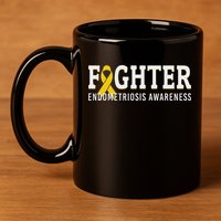 Fighter Endometriosis Awareness Month Ribbon Endo Warrior 11oz C Handle Ceramic Mug