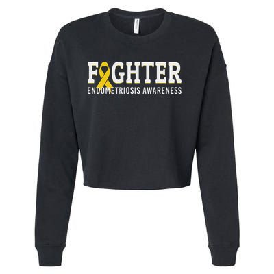 Fighter Endometriosis Awareness Month Ribbon Endo Warrior Cropped Pullover Crew