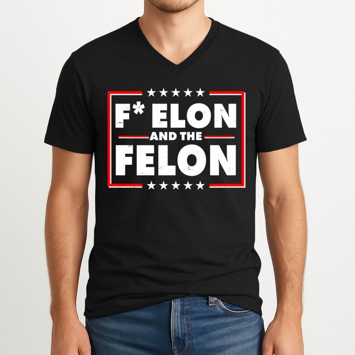 F Elon and the Felon V-Neck T-Shirt