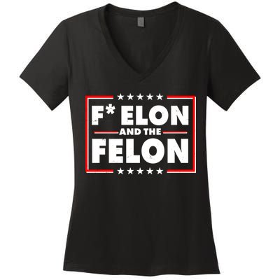 F Elon and the Felon Women's V-Neck T-Shirt