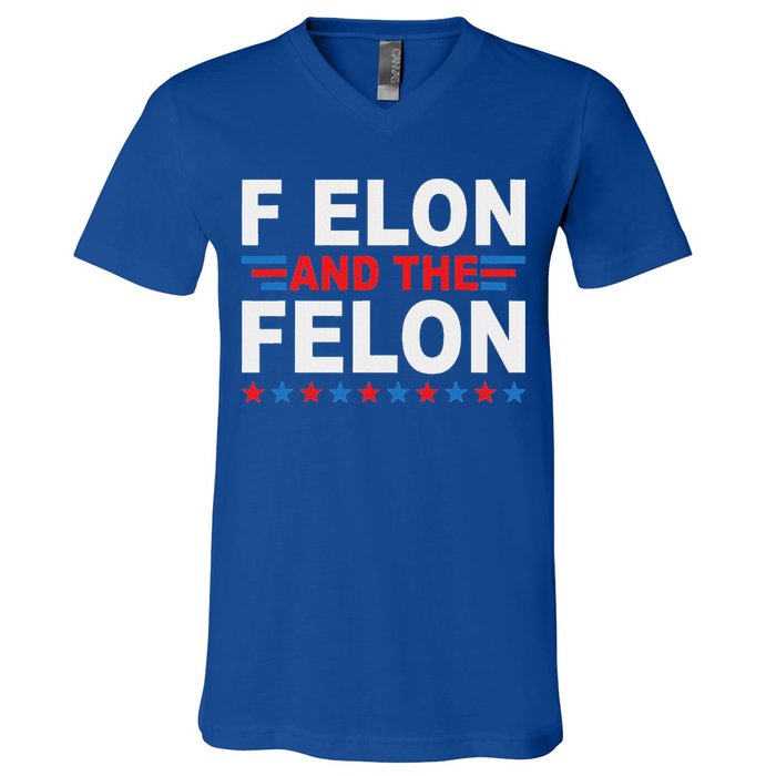 F Elon And The Felon V-Neck T-Shirt