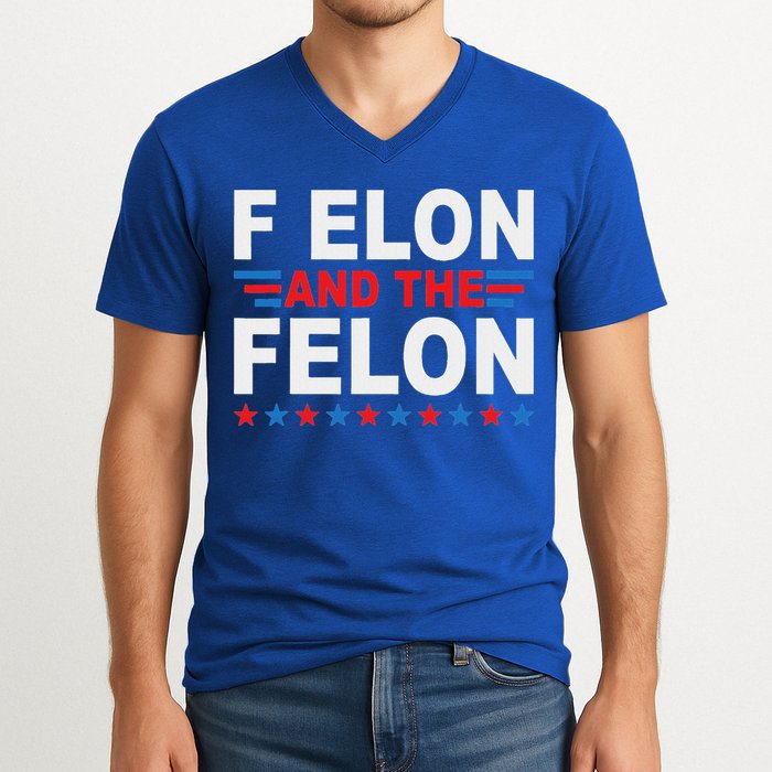 F Elon And The Felon V-Neck T-Shirt